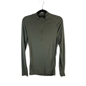 Icebreaker Merino Bodyfit Basics 200 Quarter Zip Base Layer Top Olive Green L